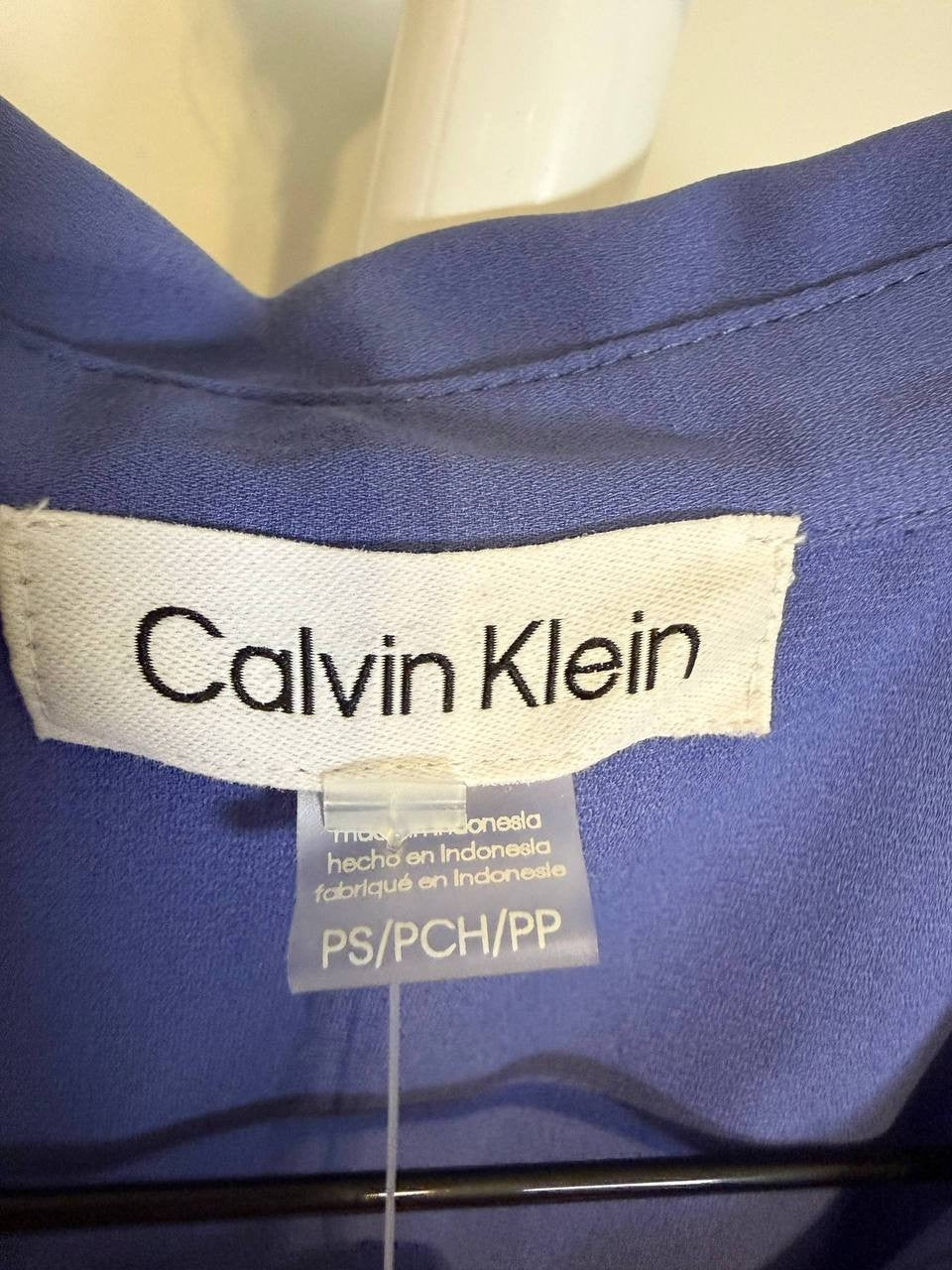 Calvin Klein Petite Ruffle‑Front Long‑Sleeve Blouse – Size PS – NWT – $74