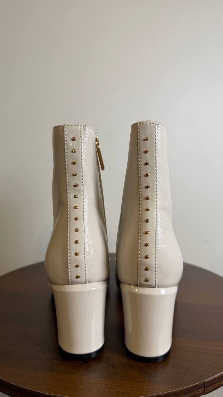 Karl Lagerfeld White Leather Heeled Booties 6M New in Box $199