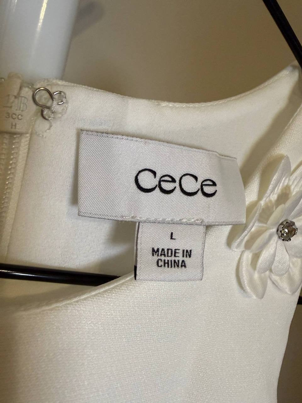 CeCe Sleeveless Ruffled‑Hem Sheath Dress – Size L – NWT