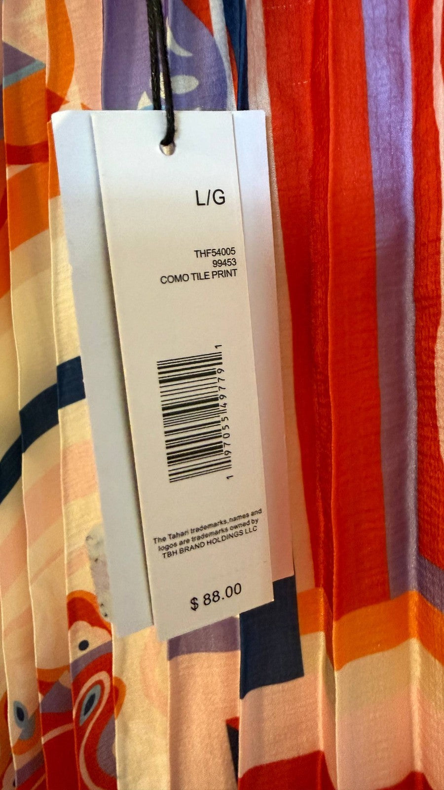 T Tahari Women’s Printed Pleated Pull‑On Midi Skirt Como Tile Print $88 NWT