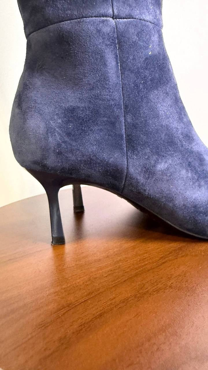 Nine West Kimdee Boots 7.5M Dark Blue Suede Tall Stiletto Dress NIB msrp$269