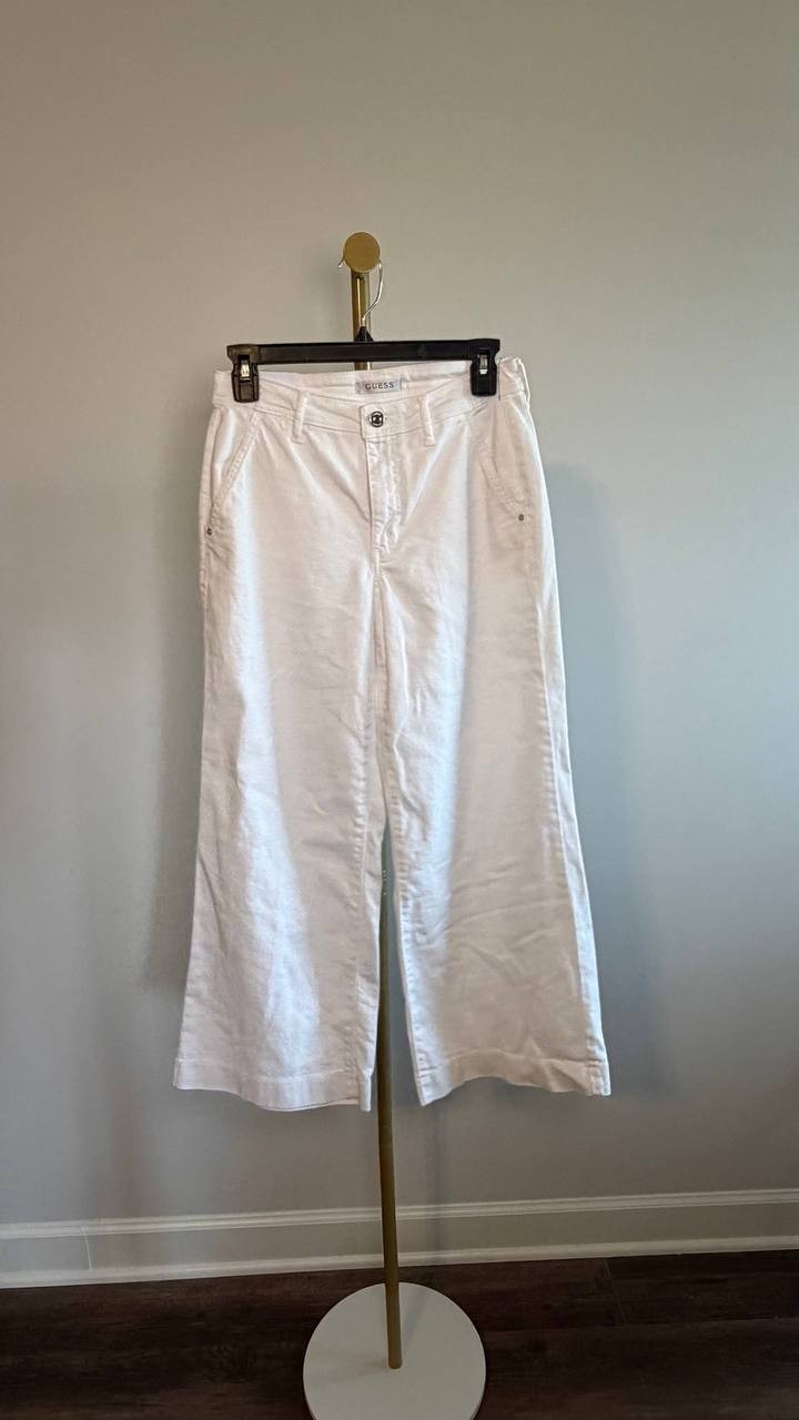 Guess Eco Zoya Cropped Wide Jeans White 26x27 NWT $128