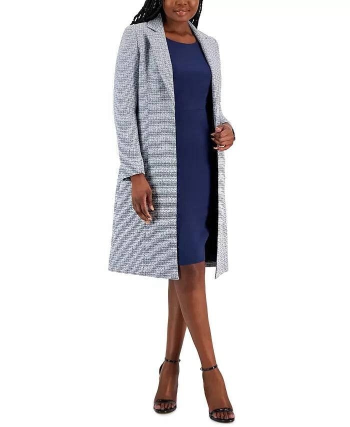 Le Suit Tweed Topper Jacket Indigo White 10 NWT $100