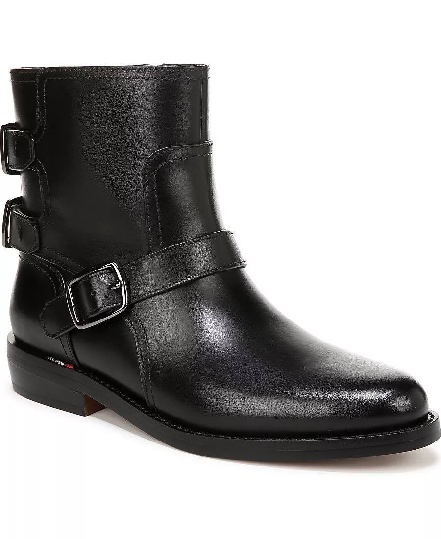 Franco Sarto Prina Boots 9.5M Black Leather Moto Block Heel Zip NIB msrp$180