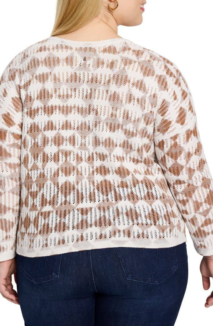 NIC+ZOE Women’s Cotton Open Stitch Sweater Natural XL $158 NWT