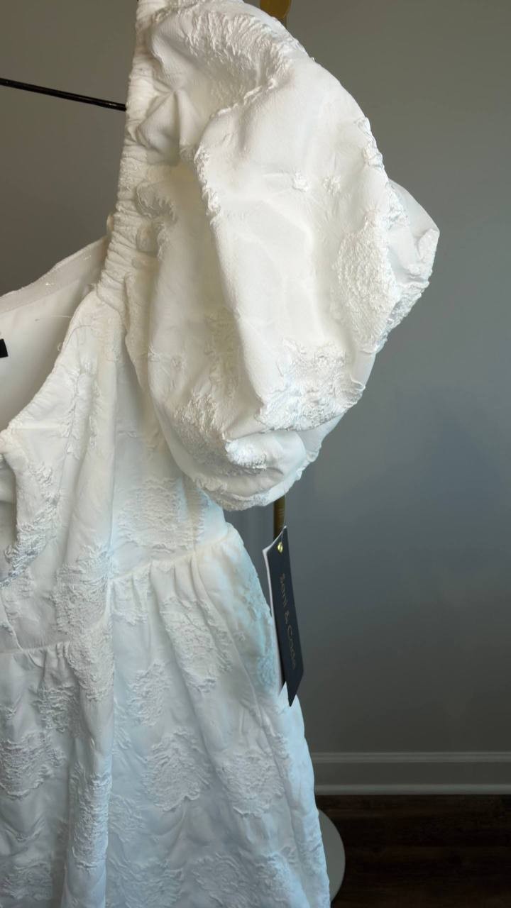 Seni & Cade Plus Off‑Shoulder Jacquard Fit & Flare Dress White 1XP NWT $89