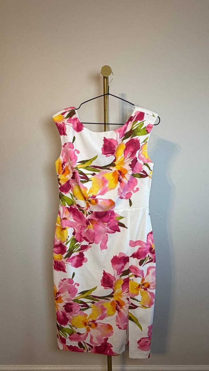 Eliza J Boat-Neck Sleeveless Floral Sheath Dress Floral 8 NWT $128