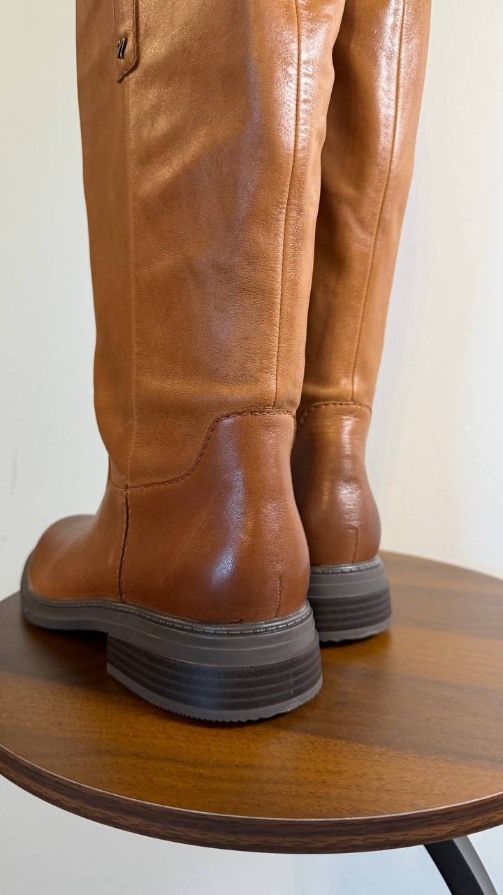 Naturalizer Ontime Boots 7W English Tea Leather Wide‑Calf NIB msrp$274.99