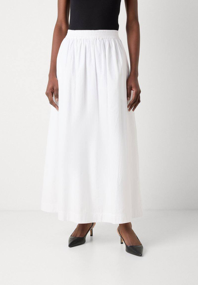 BOSS Vlondie White Maxi Skirt Size L NWT Elastic Waist Side Pockets