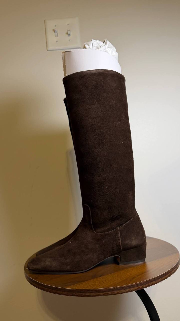 Steve Madden Dantelle Boots 5.5 Brown Suede Knee‑High Square Toe NIB msrp$179