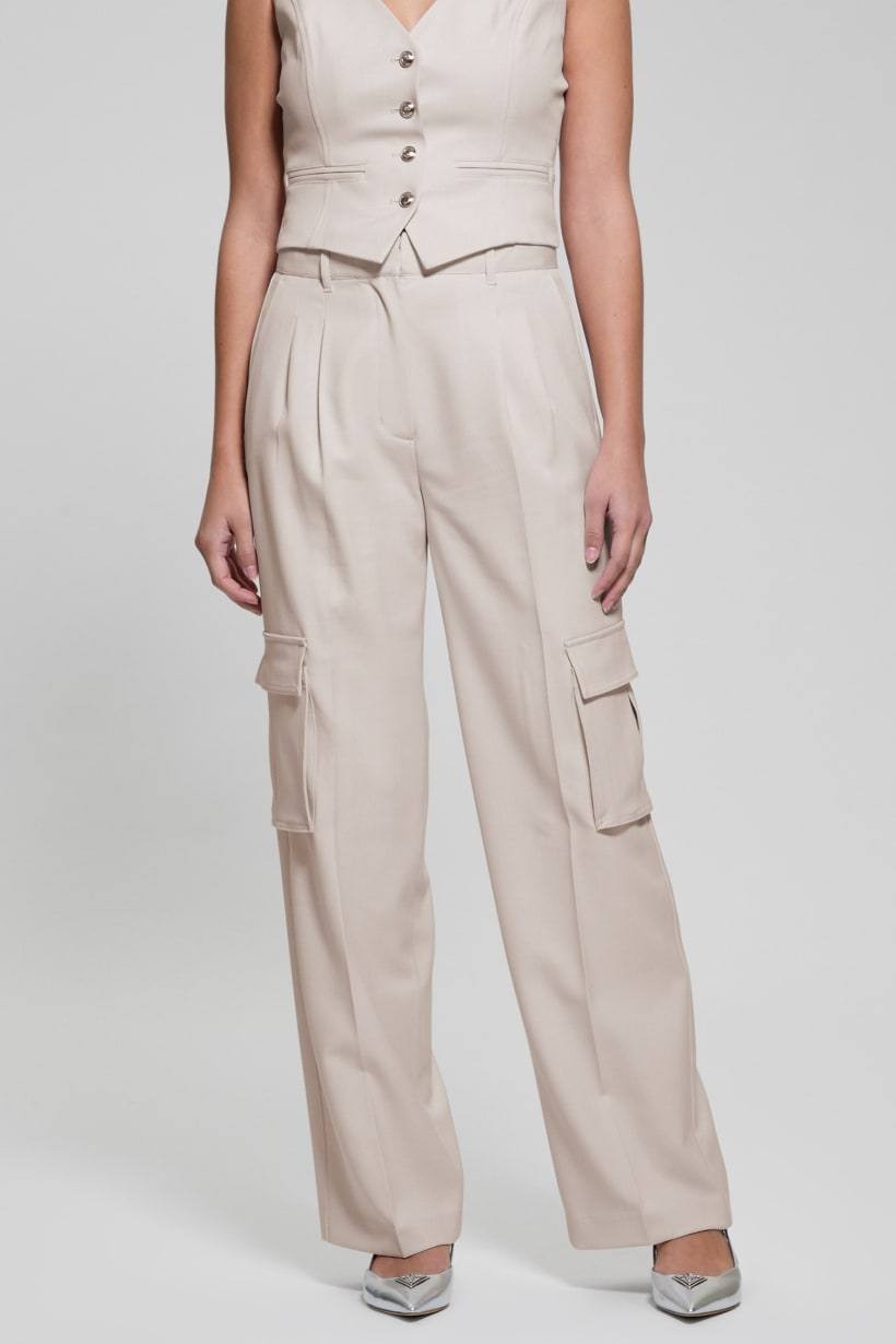 Guess Eco Matea Perfect Cargo Pants Ivory M NWOT $148