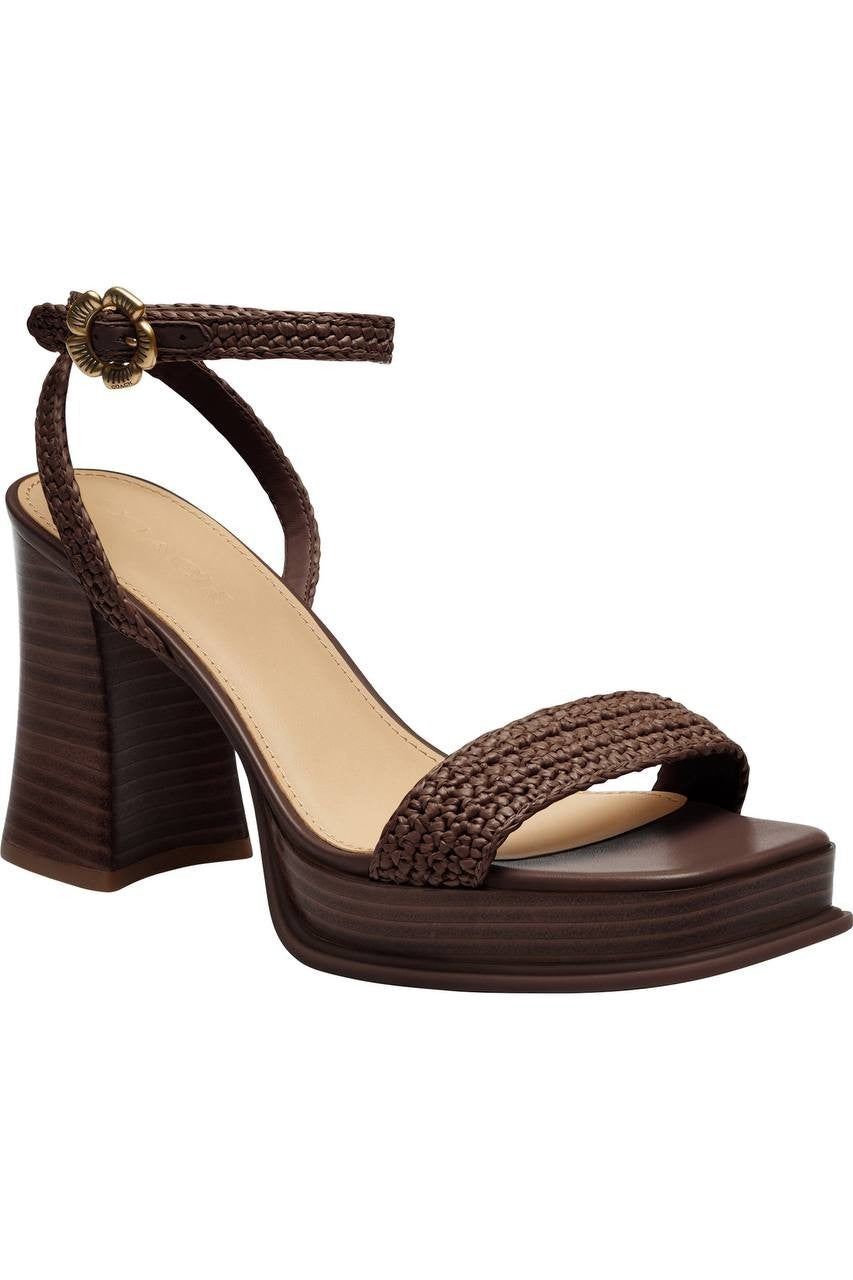 Coach  Platform  Ankle  Strap  Sandals  Maple  8  New  $195