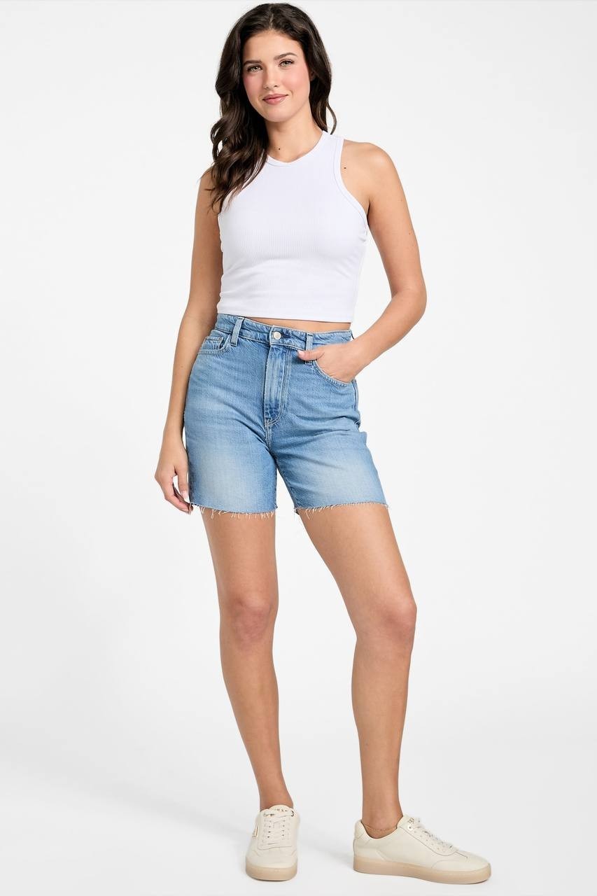 Guess Eco 80s Pedal Denim Shorts Blue 26 NWT $89