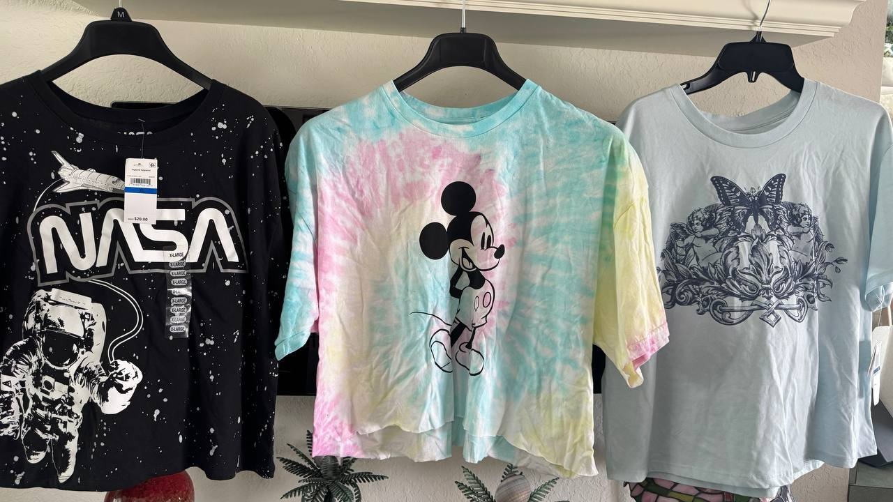 3-Piece Disney T-Shirt Set XL New With Tags NASA Mickey Tie-Dye Multicolor