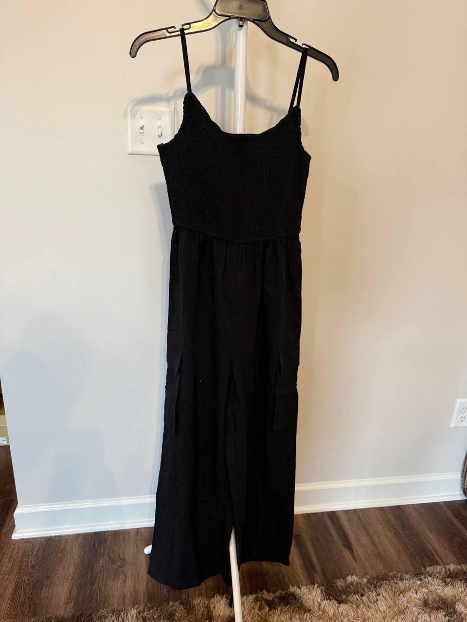 And Now This Sleeveless Wide‑Leg Jumpsuit Black PL NWT Knit Stretch MSRP$60