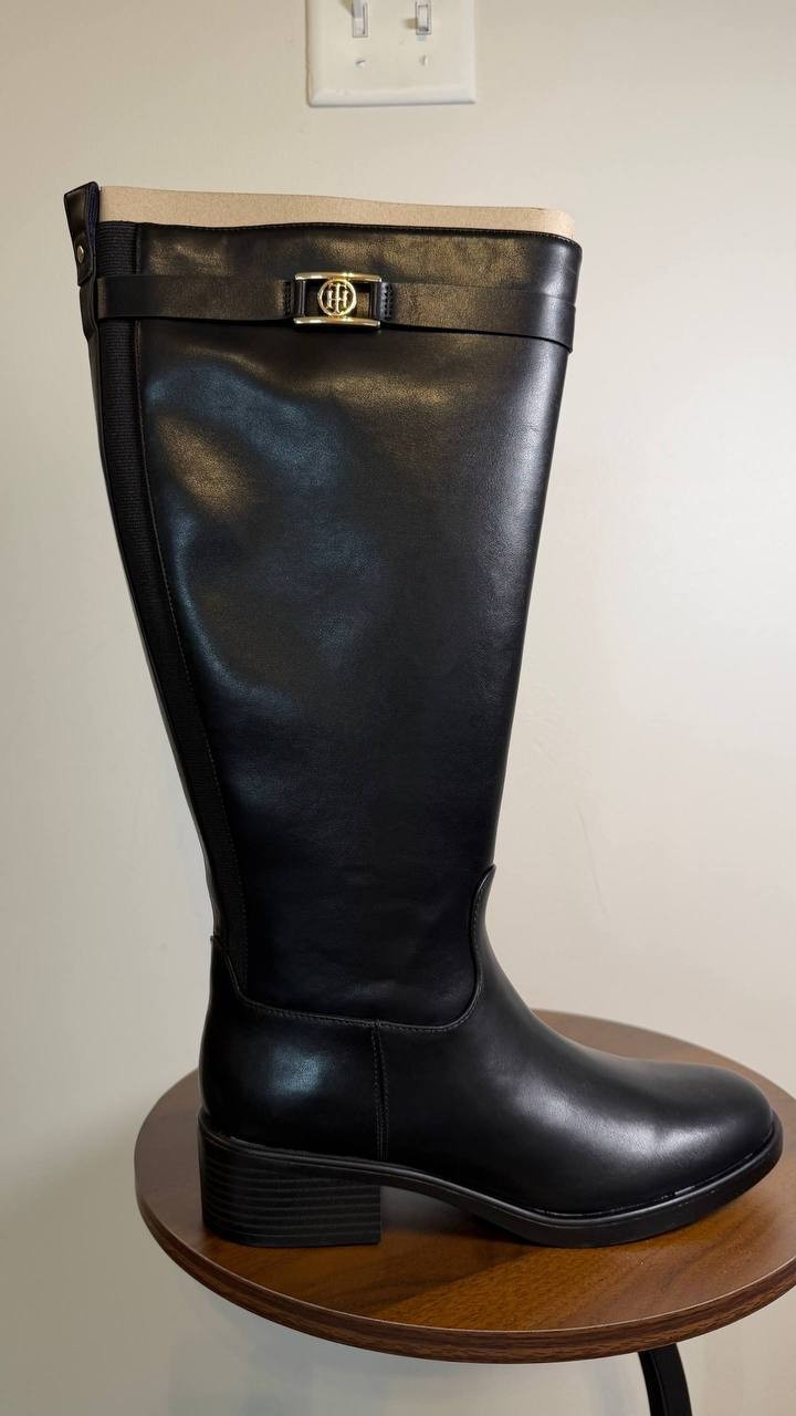 Tommy Hilfiger Iviann Boots 8M Black Tall Riding Almond Toe NIB msrp$159