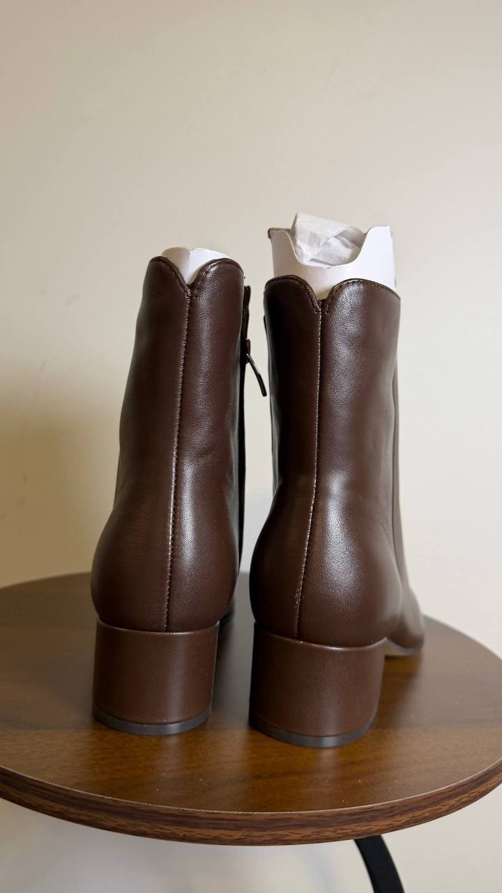 Nine West Maribu Booties 7.5M Dark Brown Leather Pointed Toe Zip NIB mrp$149