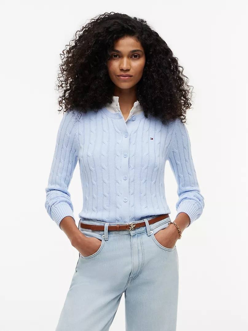 Tommy Hilfiger Cable-Knit Cardigan Sweet Blue M NWT $94.50