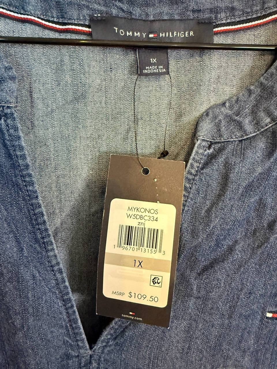 Tommy Hilfiger Plus‑Size Tiered Chambray Dress – Size 1X – NWT – $109