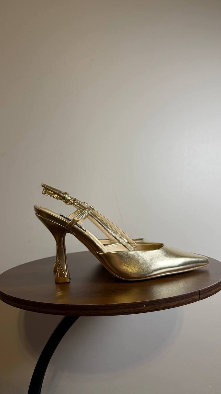 Nine West Vassa Slingback Pumps 7.5M Gold Heels New