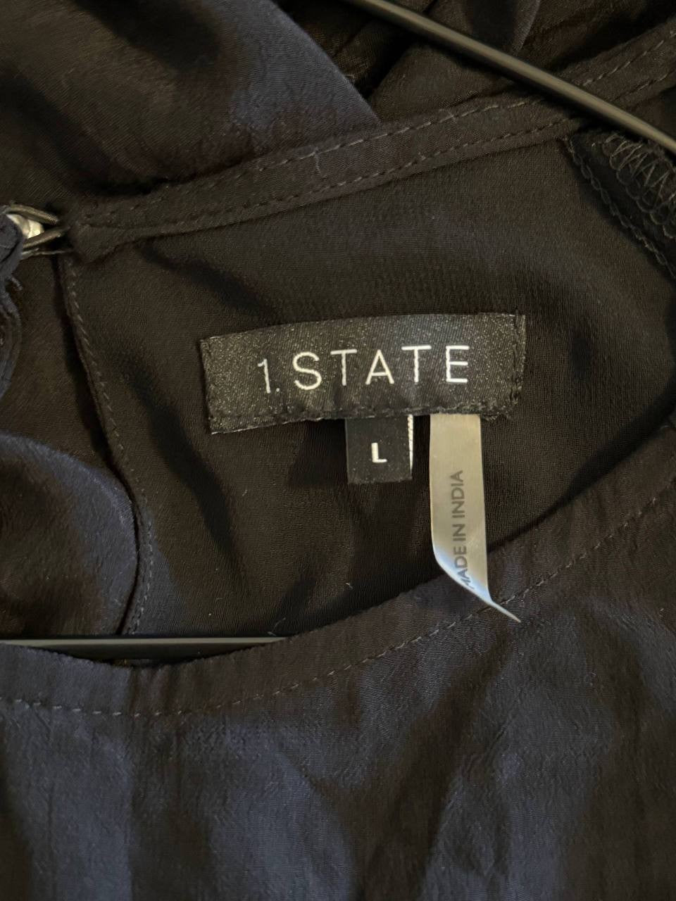 1.STATE Three‑Quarter Mini Dress–SizeL–Pre‑Owned (Defective Button,Missing Belt)