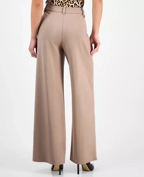 Bar III Petite Seamed Wide-Leg Ponté Pants Warm Ginger PM New With Tags
