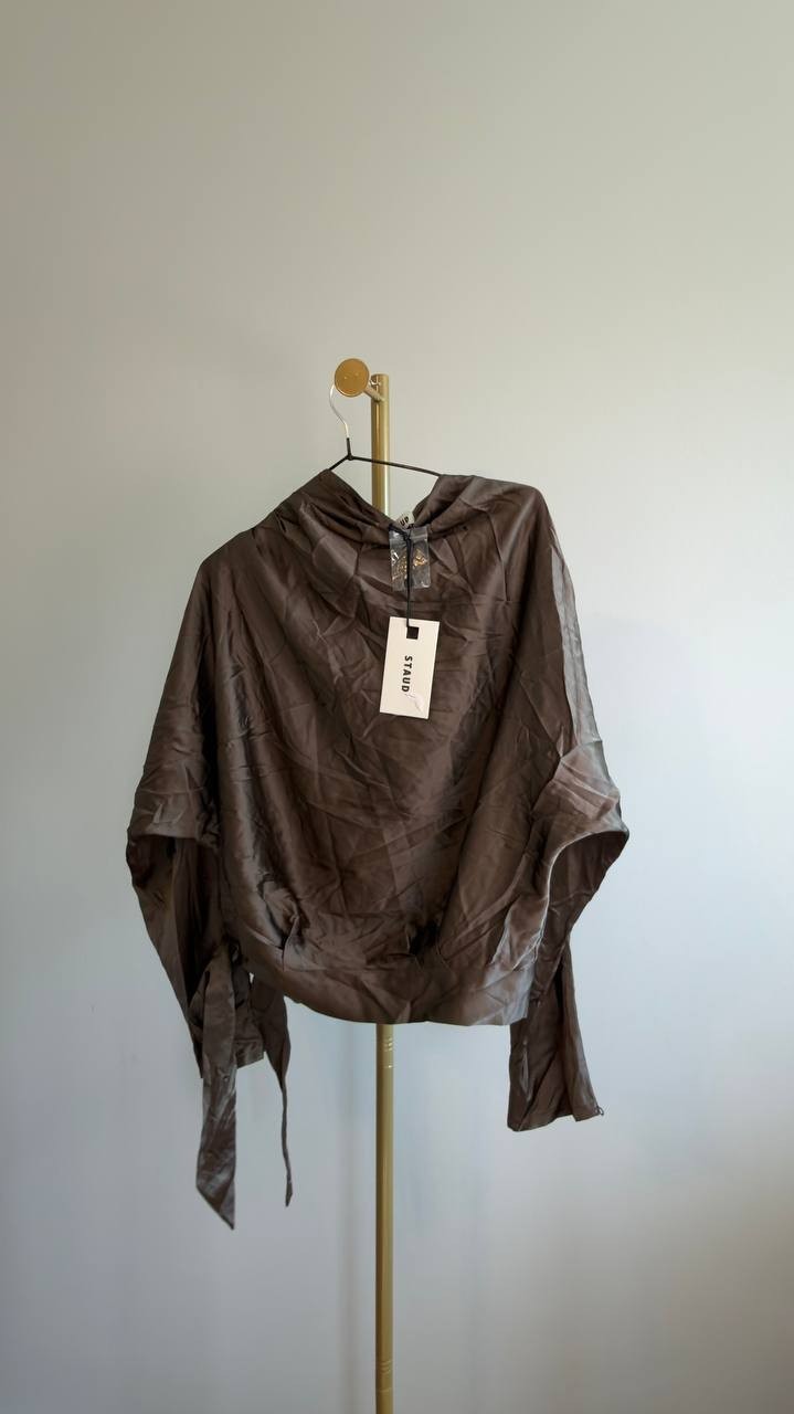 Staud Phoebe Silk Top Truffle 2 NWT $475