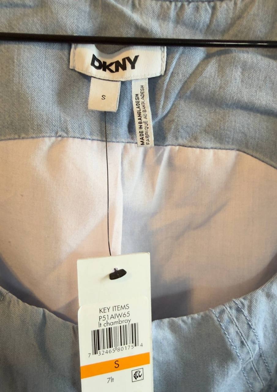 DKNY Zip‑Front Corset Top Light Chambray S NWT $89