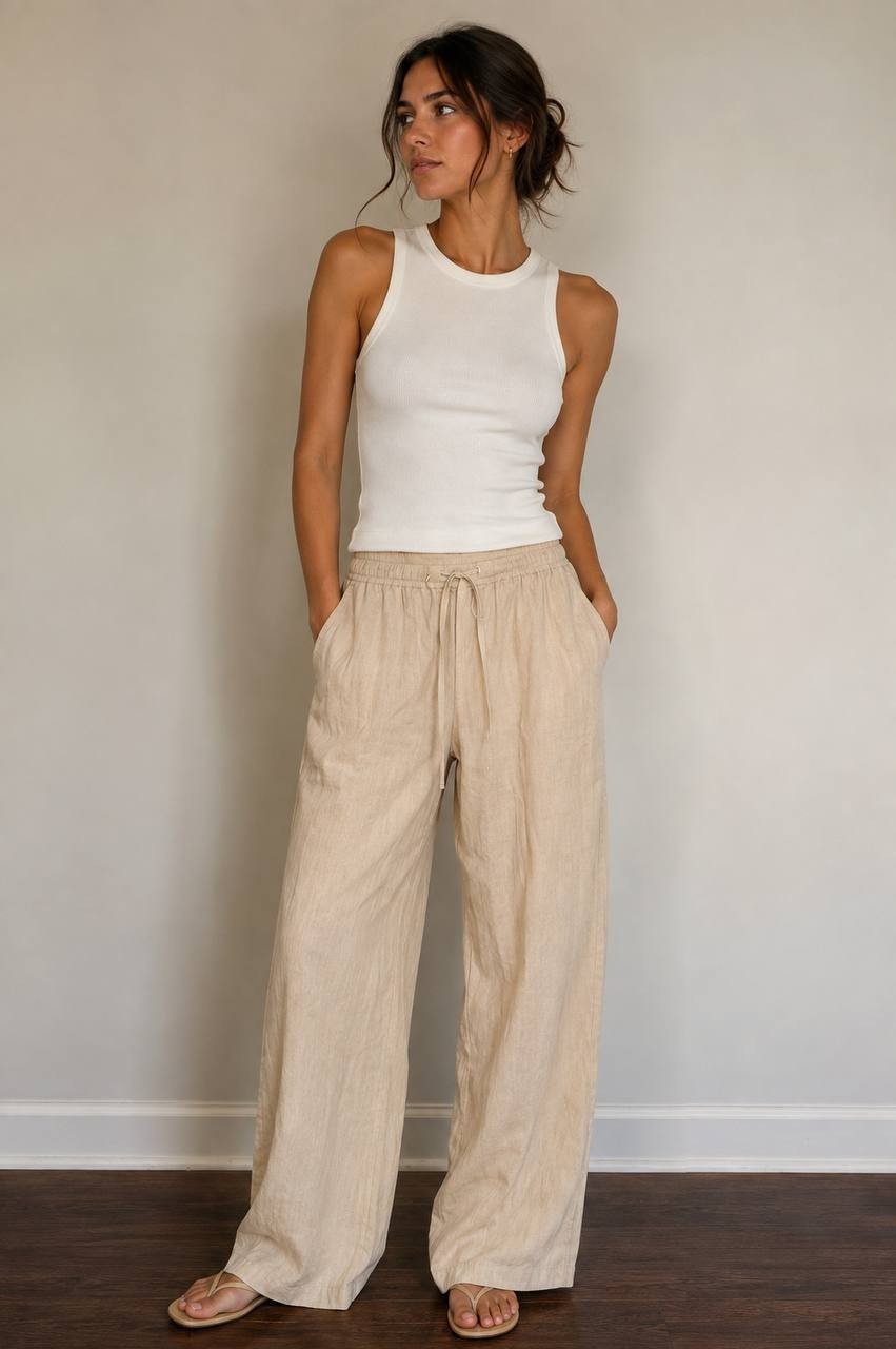 Vince Cotton Drawstring Elastic Waist Pants Tan M NWT $348