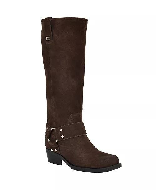 Guess Dark Brown Suede Western Moto Boots 9M New in Box MSRP $229