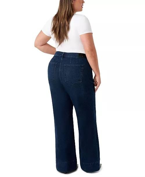 Seven7 Plus Size Pintuck Wide Leg Jeans Cruella Dark Wash 20W NWT $89