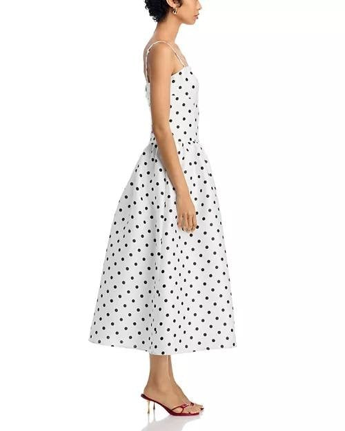 French Connection Polka Dot Midi Dress Black White Size6 NWTdamage-broken zipper