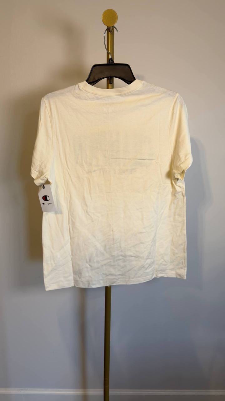 Champion Classic Cotton Crewneck Logo Short‑Sleeve T‑Shirt Natural S NWT $25