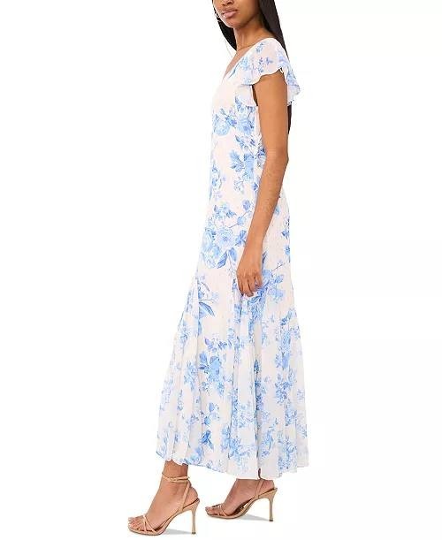 CeCe Printed V‑Neck Flutter‑Sleeve Chiffon Dress – Size 12 – NWT – $119