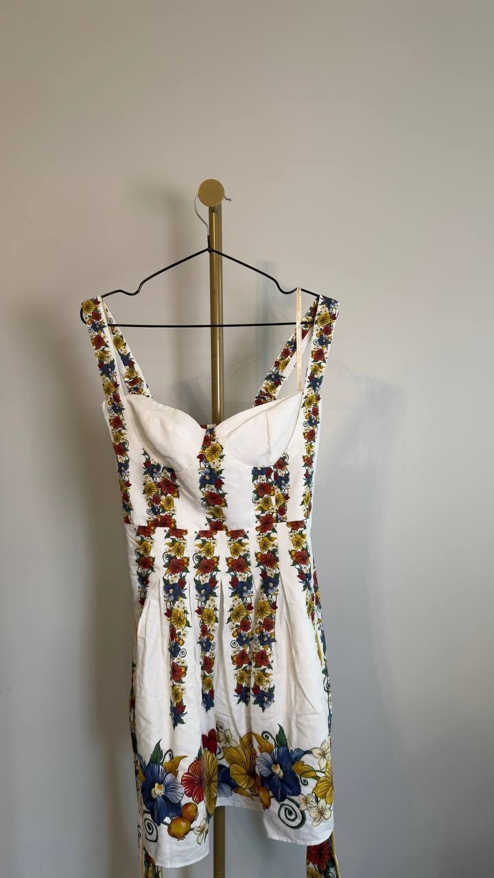 FARM Rio Belted Mini Dress Tropical Off White Size M NWT $230