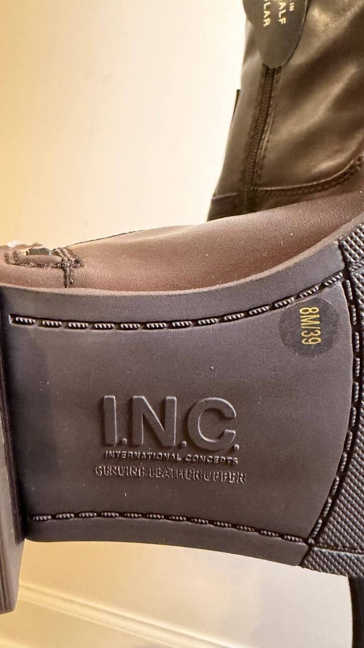 INC Fawne Boots 8M Chocolate Leather Knee‑High Riding Round Toe NIB msrp$189