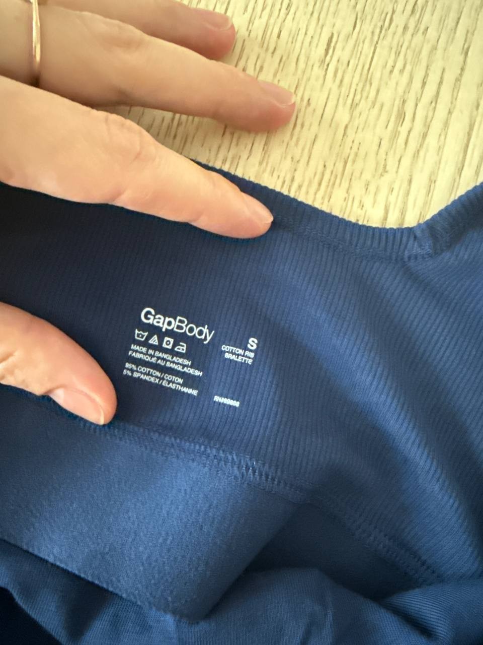 GapBody Cotton Rib Bralette Navy Blue, Women's Size S, Breathable Lounge