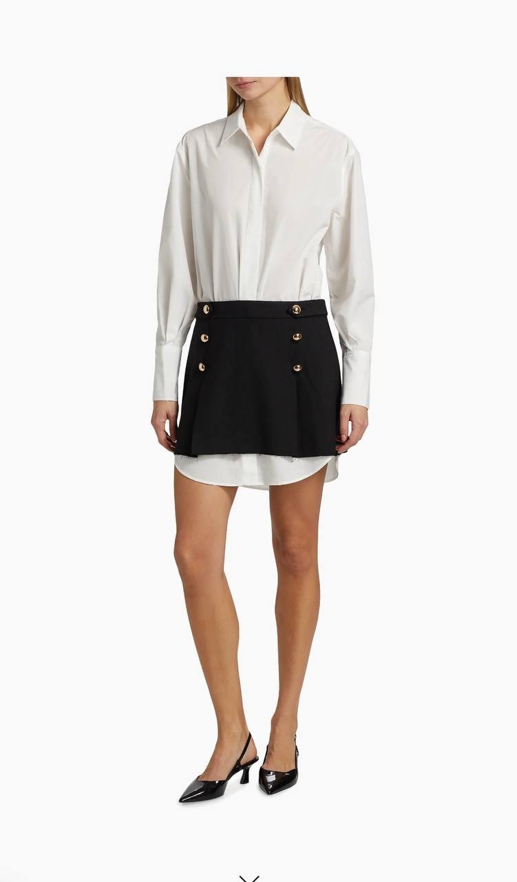 Jonathan Simkhai Warren Shirt Combo Minidress White Multi Size 6, Tailored