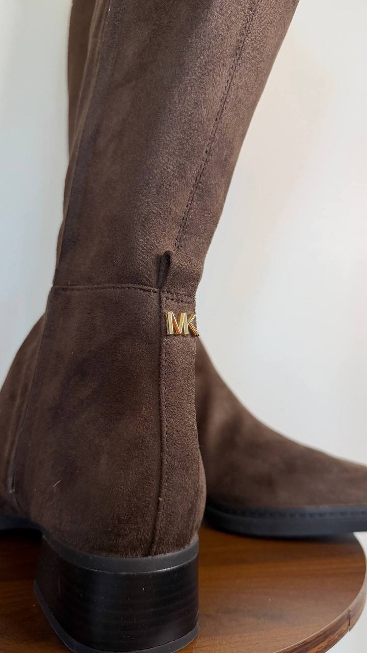 Michael Kors Lex Women’s Block Heel Boots Chocolate 11WS Polyester $175 NWB