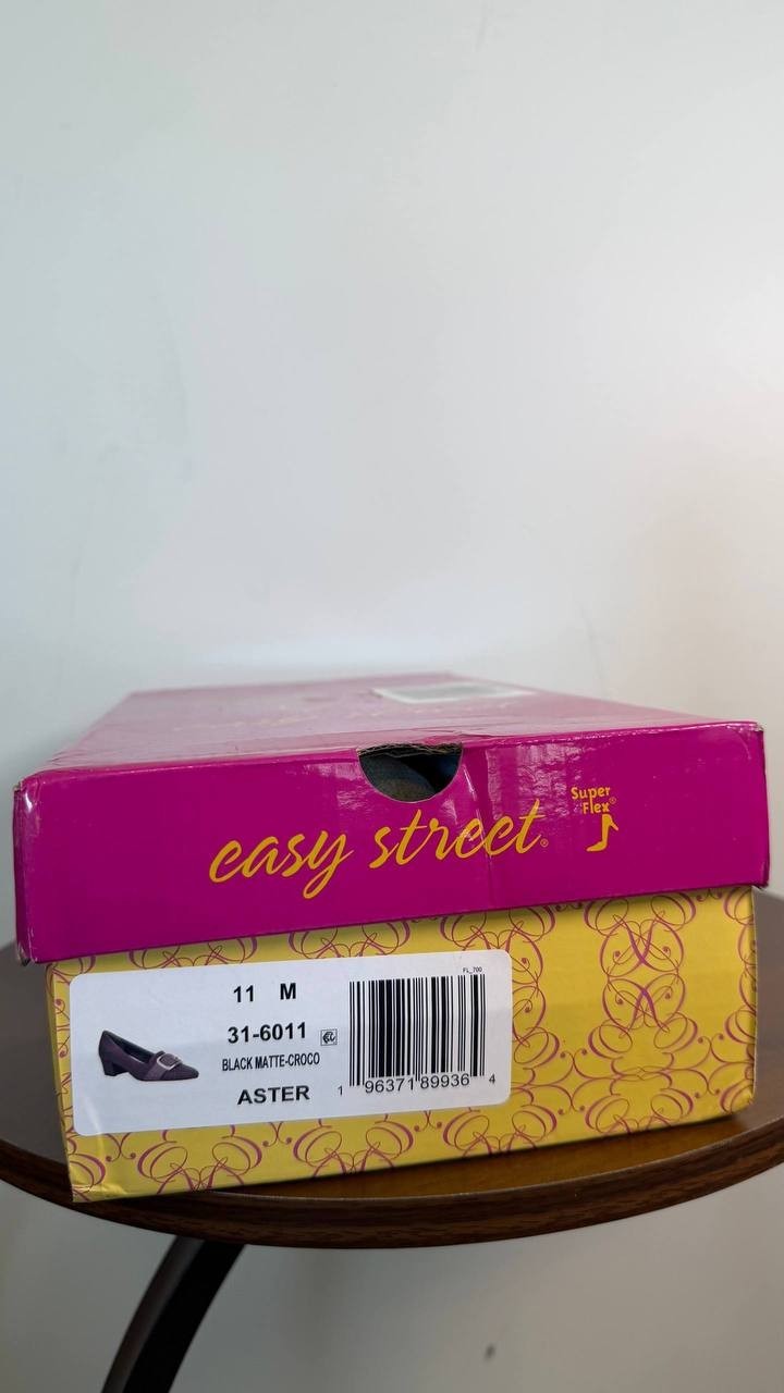 Easy Street Aster Slip‑On Pumps Black 11M Man‑Made Block Heel $75 NWB