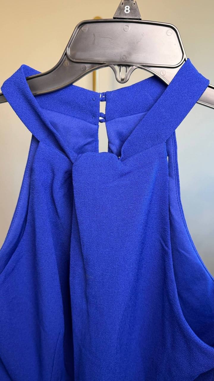 Julia Jordan Sleeveless Halter Wide‑Leg Jumpsuit Blue 8 NWT $139
