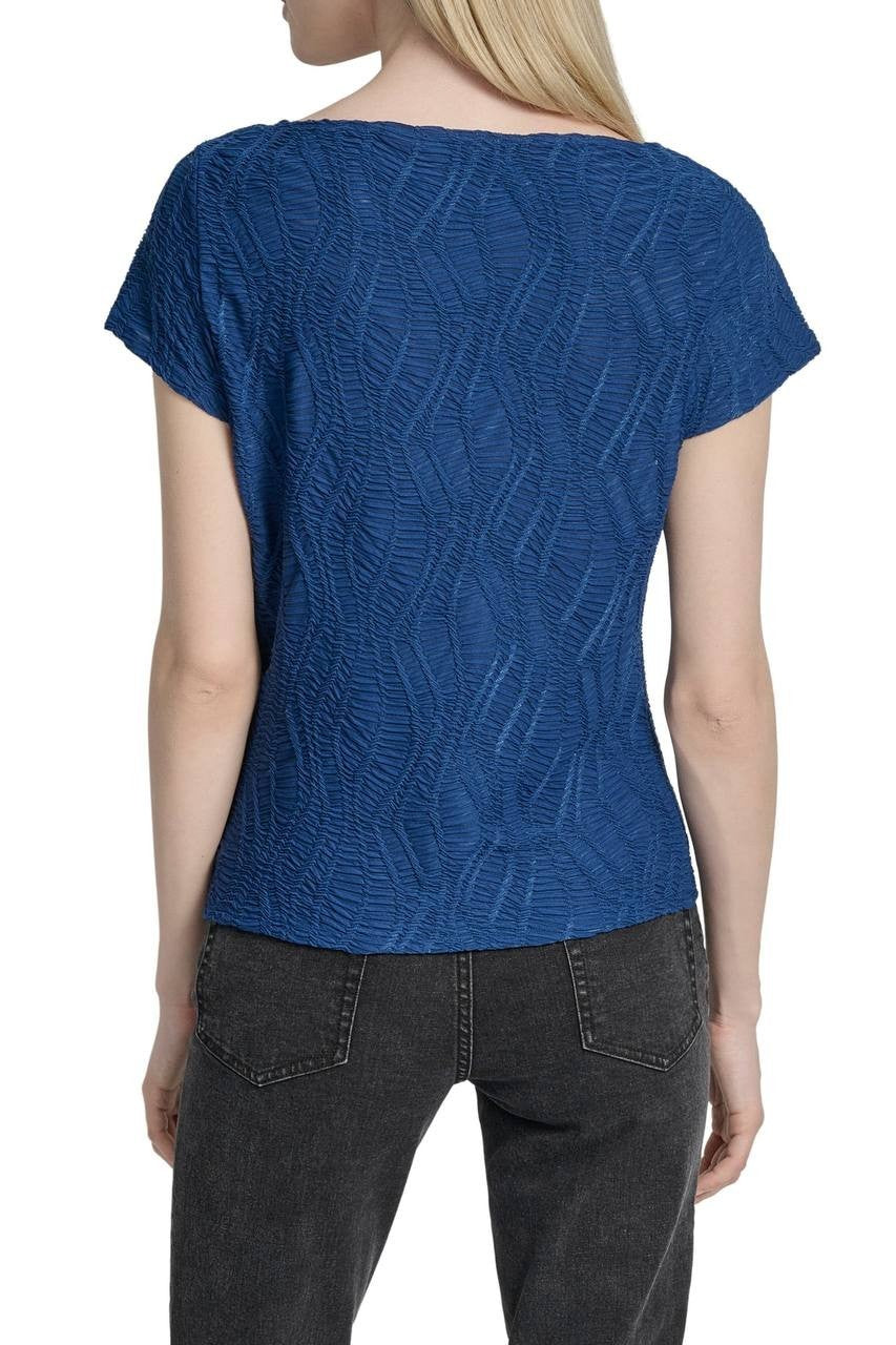 DKNY Texture Knit Top Cadet Blue XL NWOT $69