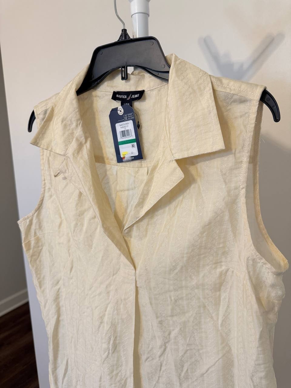 Nautica Jeans Women’s Sleeveless Dobby Popover Top – L – NWT–$54.50