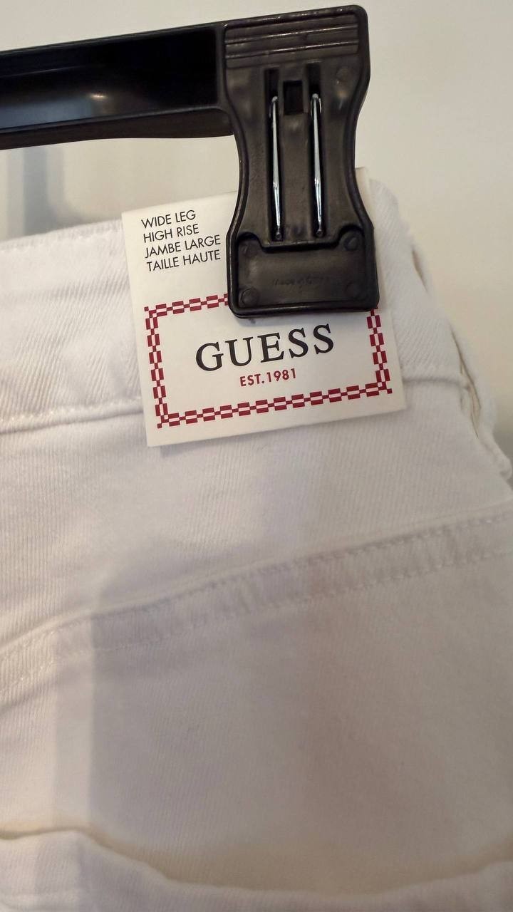 Guess Mardi Wide Leg Jeans Cotton White 24x32 NWT MSRP $138