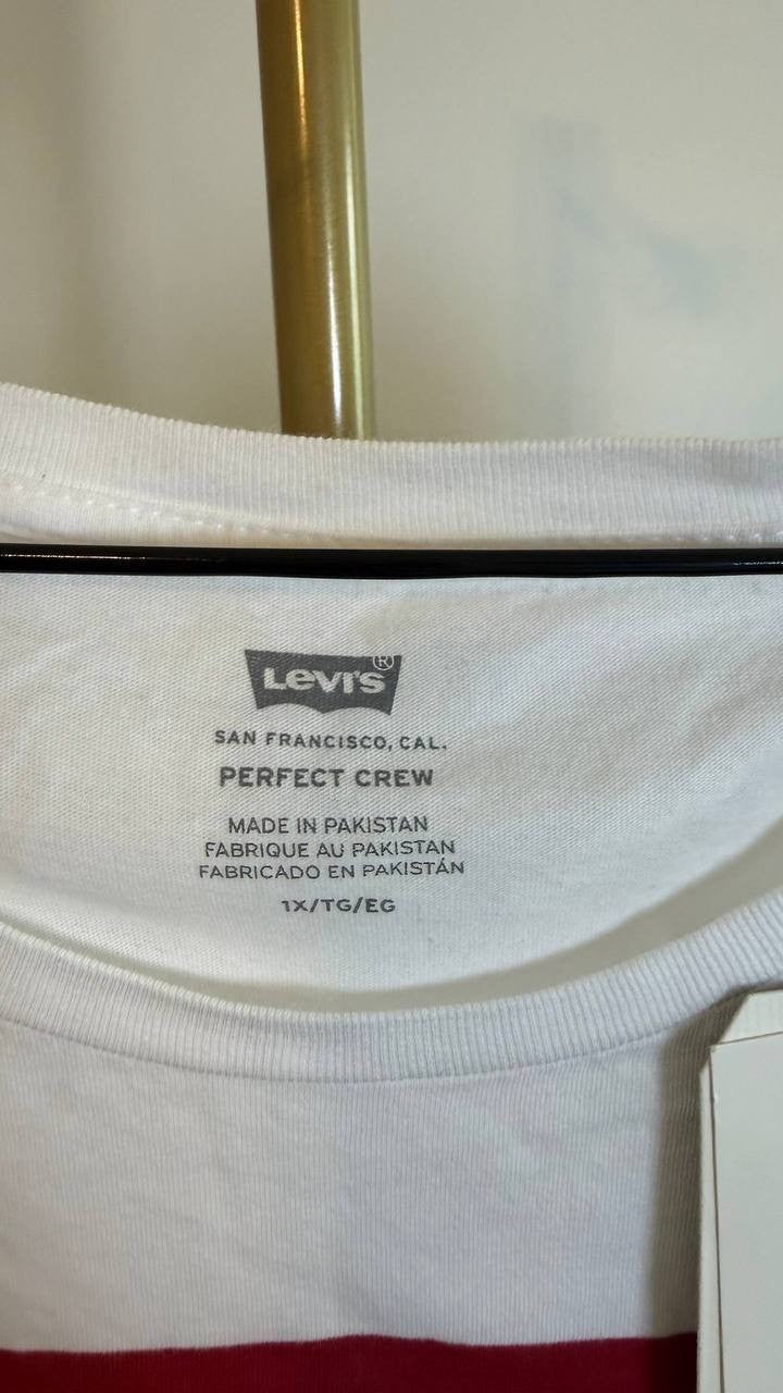 Levi’s Logo Perfect T-Shirt Plus Size 1X White Crewneck Cotton Tee NWT need wash
