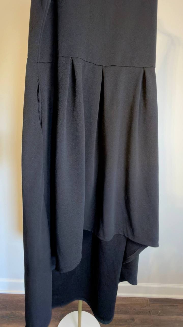 24seven Comfort Apparel Plus Midi V‑Neck Sleeveless A‑Line Dress Black 1X NWT