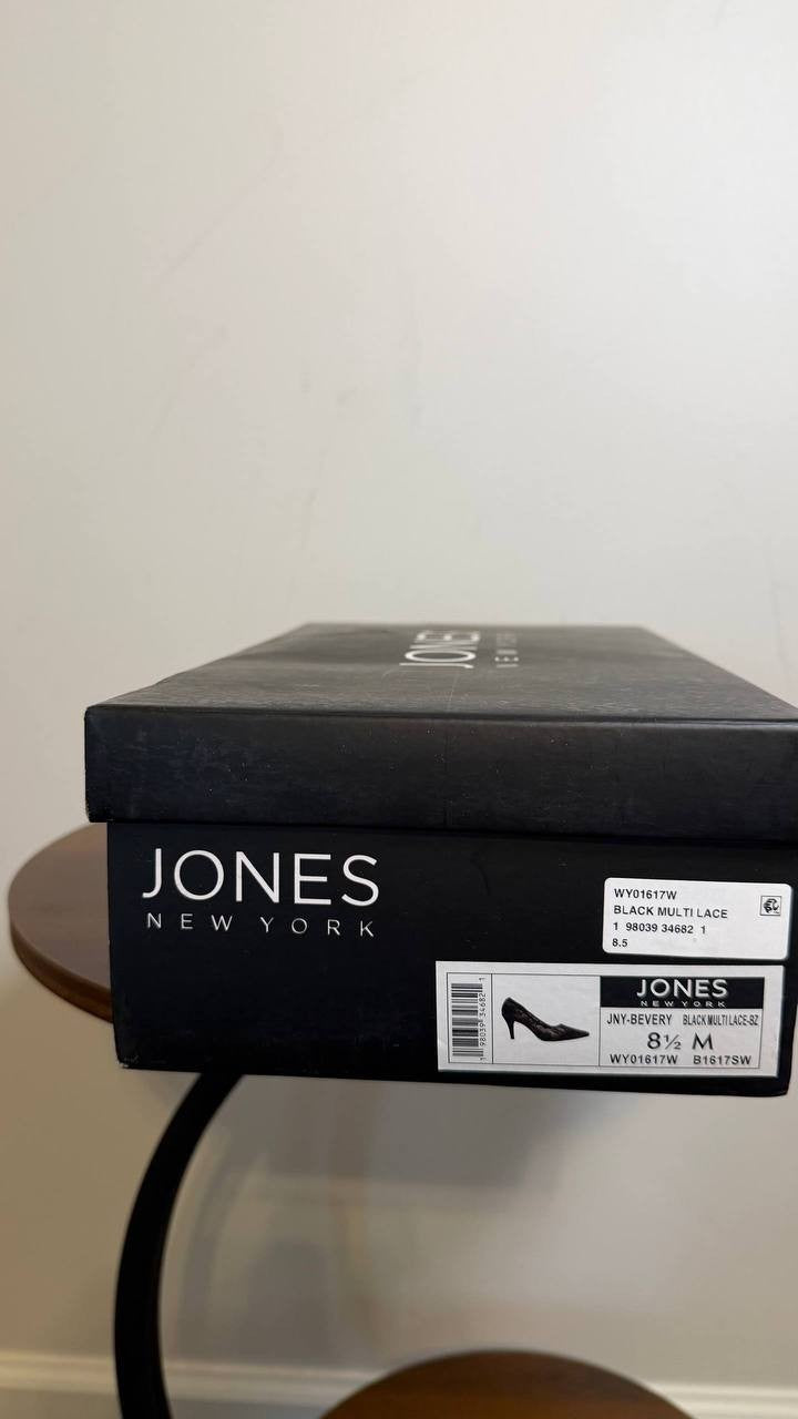 Jones New York Bevery Pointed Toe Pumps Black 8.5M Fabric MSRP $70 NWB