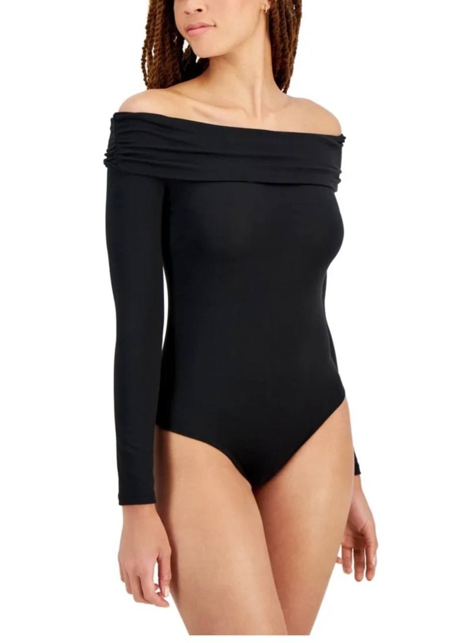 Just Polly Off-Shoulder Bodysuit - Black, Long Sleeve, Juniors L, NWT!