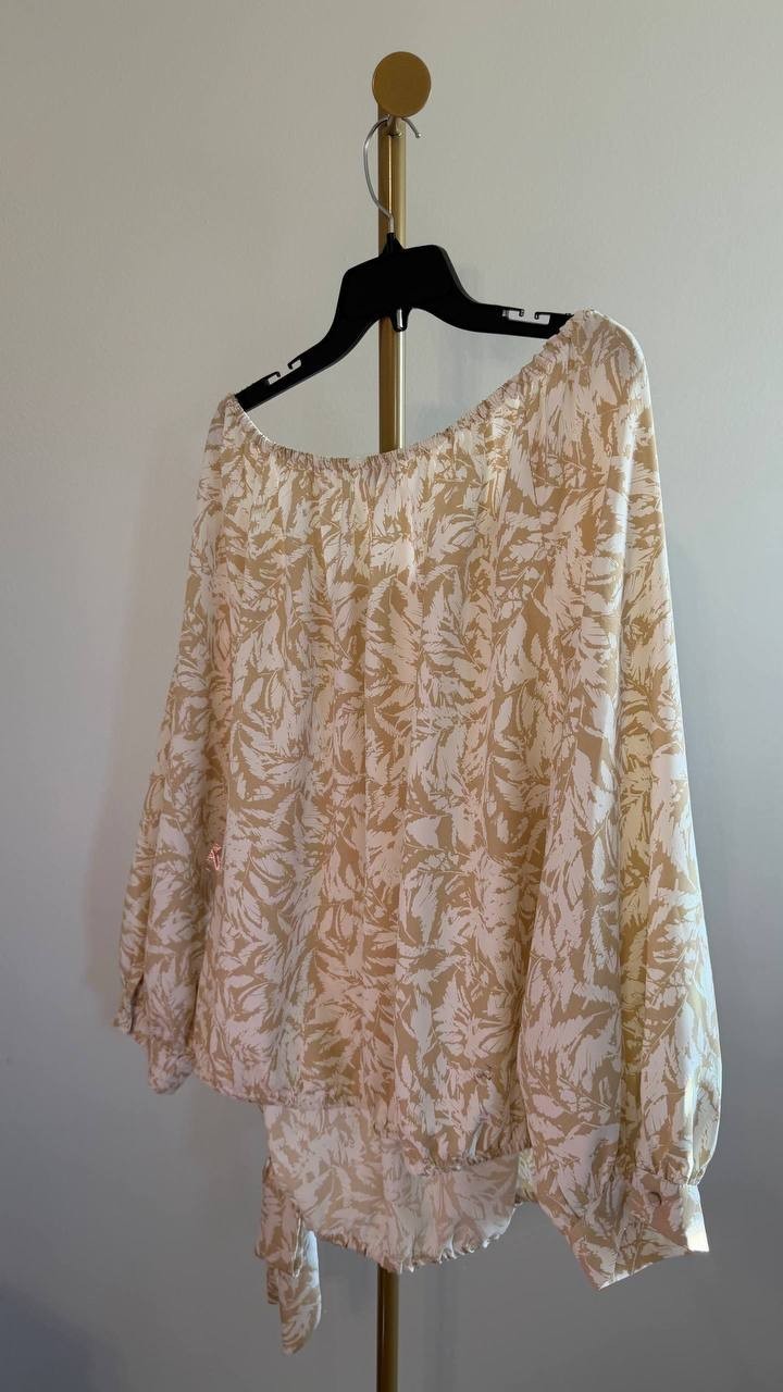 Vince Camuto Plus Size Off‑Shoulder Printed Blouse Multicolor 3X $79 NWT