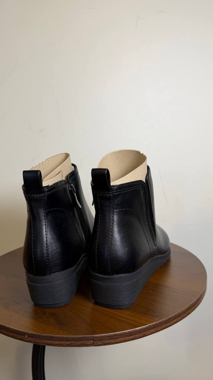 Easy Spirit Yuna Round Toe Wedge Booties Black Women’s 9M NWOB $99
